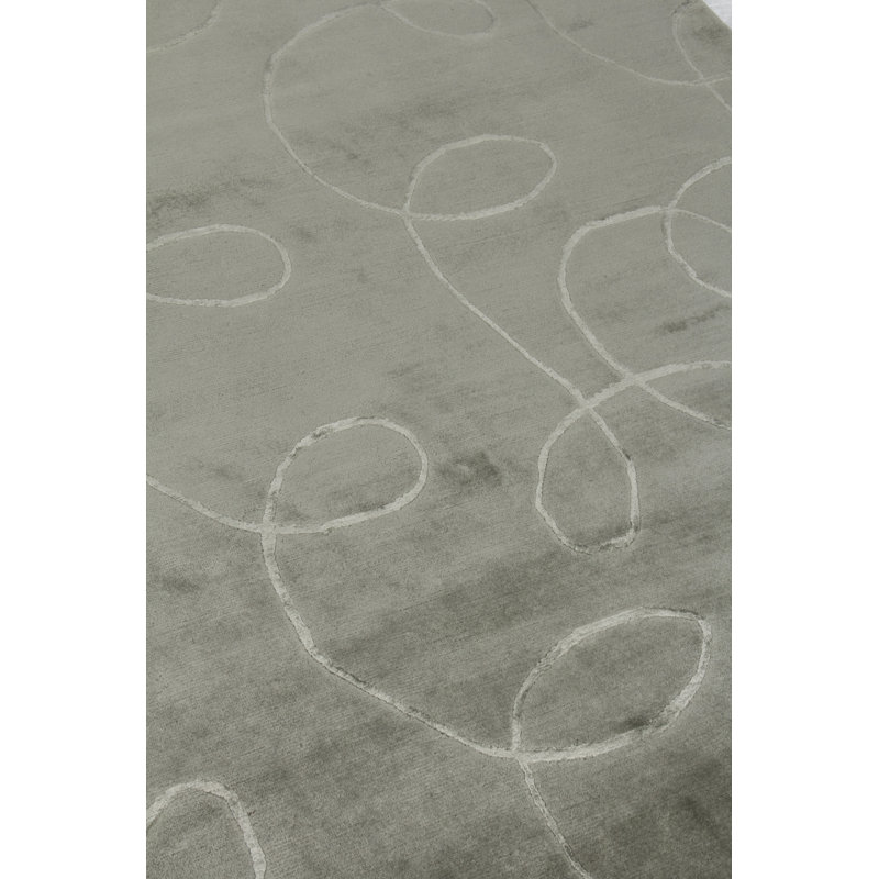 Super Tibetan hand-knotted Wool/Bamboo Silk Blue Area Rug, 9'X12'