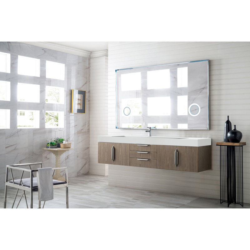 Mercer Island 72'' W Single Vanity, Glossy White, Dusk Gray, Brushed Nickel