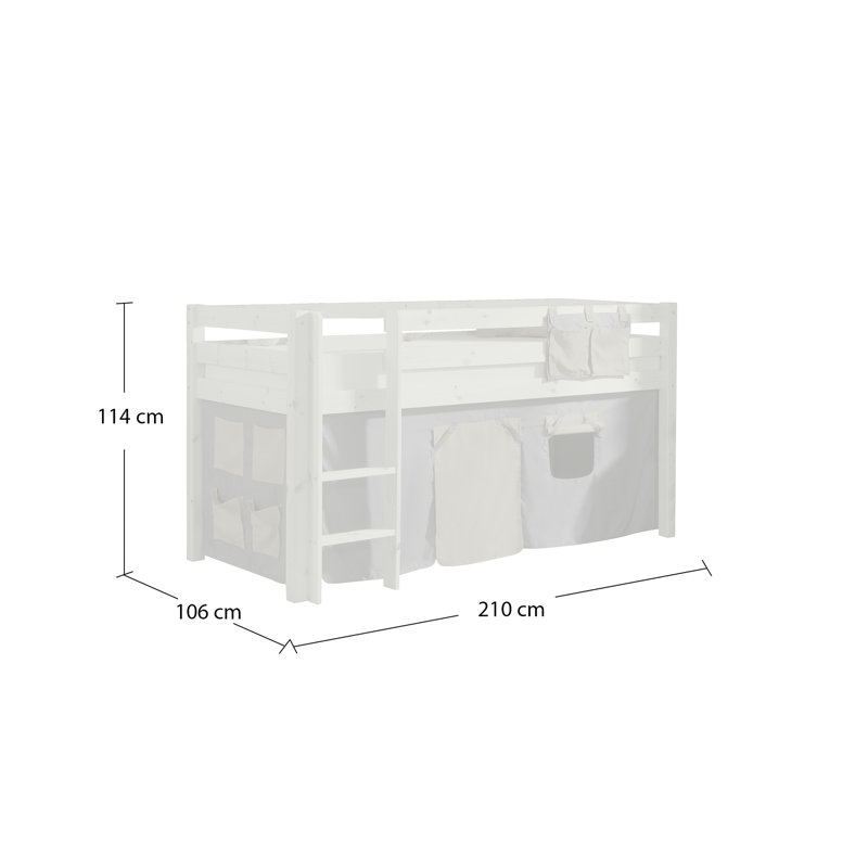 Pino European Single (90 x 200cm) Mid Sleeper Loft Bed Bed by Vipack, Natural