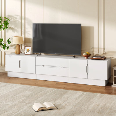 94.5” White TV Stand For 100 Inch TV, Entertainment Center With Storage Drawers And Cabinets, Farmhouse Media Console Table For Living Room