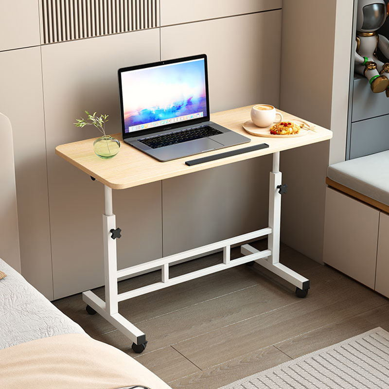 Adjustable Metal Base Computer Desk, White Maple