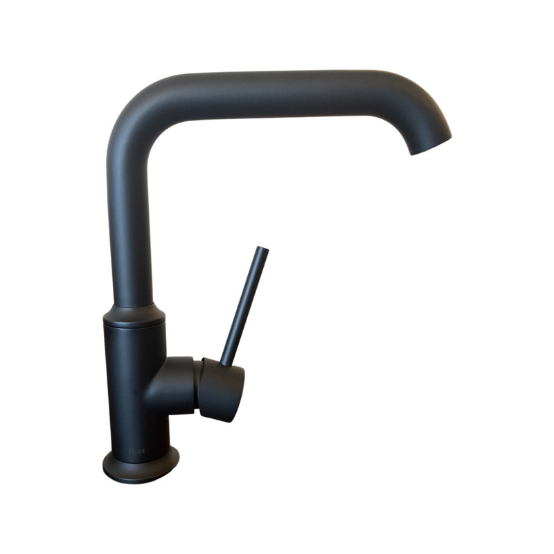 Robinet de cuisine à poignée simple avec accessoires The Flush III, Noir mat