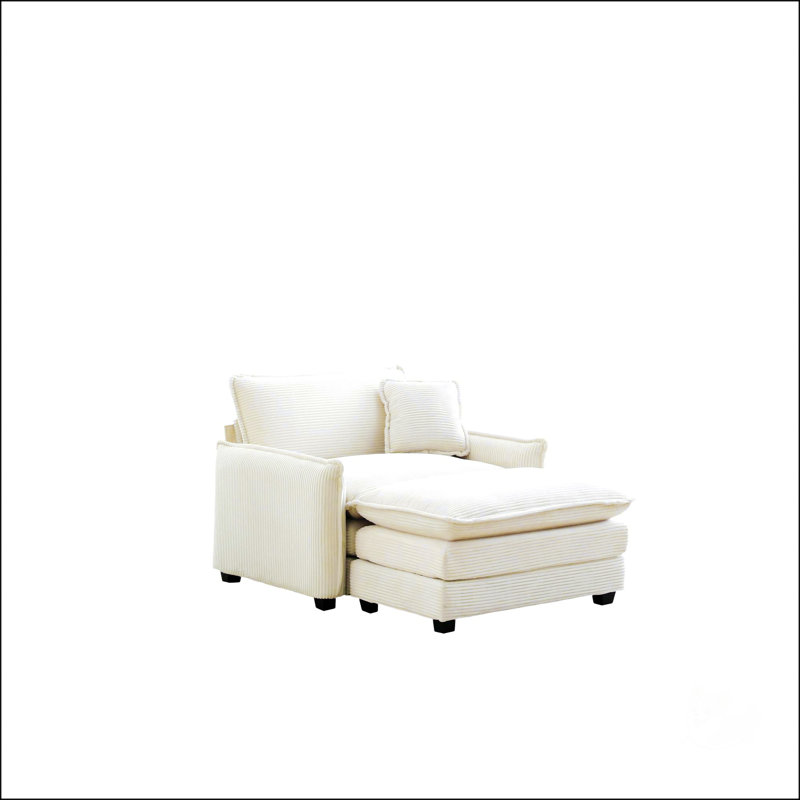 Canapé simple à siège profond avec repose-pieds et un coussin