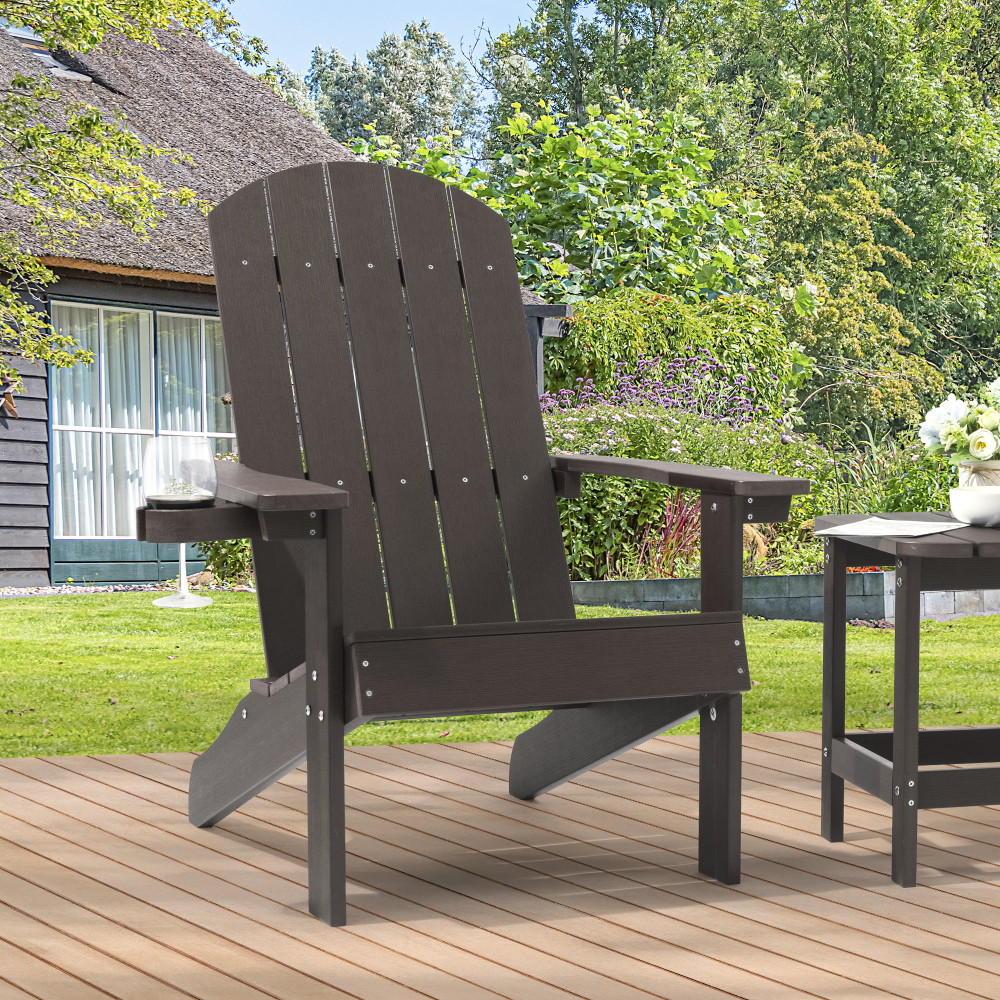 Rosecliff Heights Caffee Plastic Adirondack Chair | Wayfair