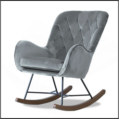 Chaise berçante Mid-Century moderne en gris foncé