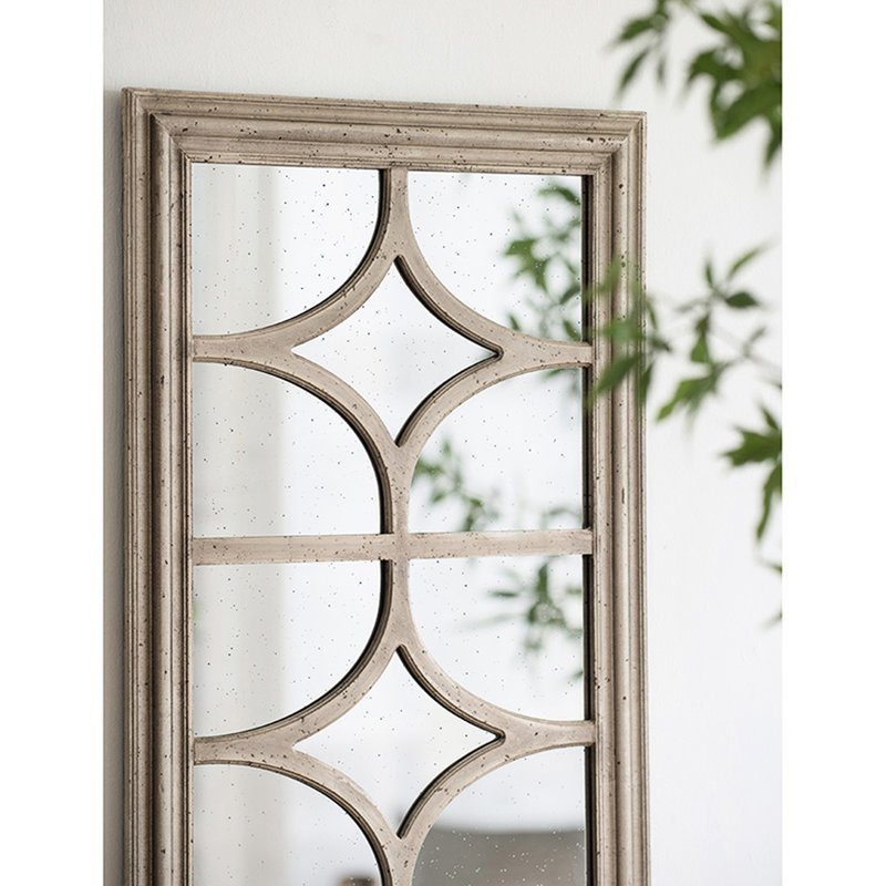 Miroir rectangulaire 28 po x 59 po, cadre décoratif blanc vieilli, suspension verticale ou horizontale, miroir à panneau avec fixation verticale / horizontale décorative,