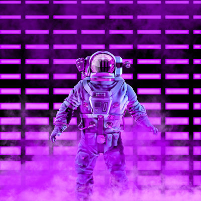 The Neon A Stronaut by Grandeduc - Wrapped Canvas Print