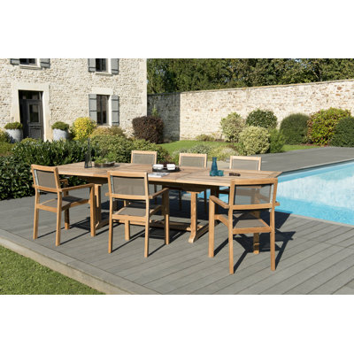 Woehler 6 - Person Teak Wood Patio Dining Set with Rectangular Table