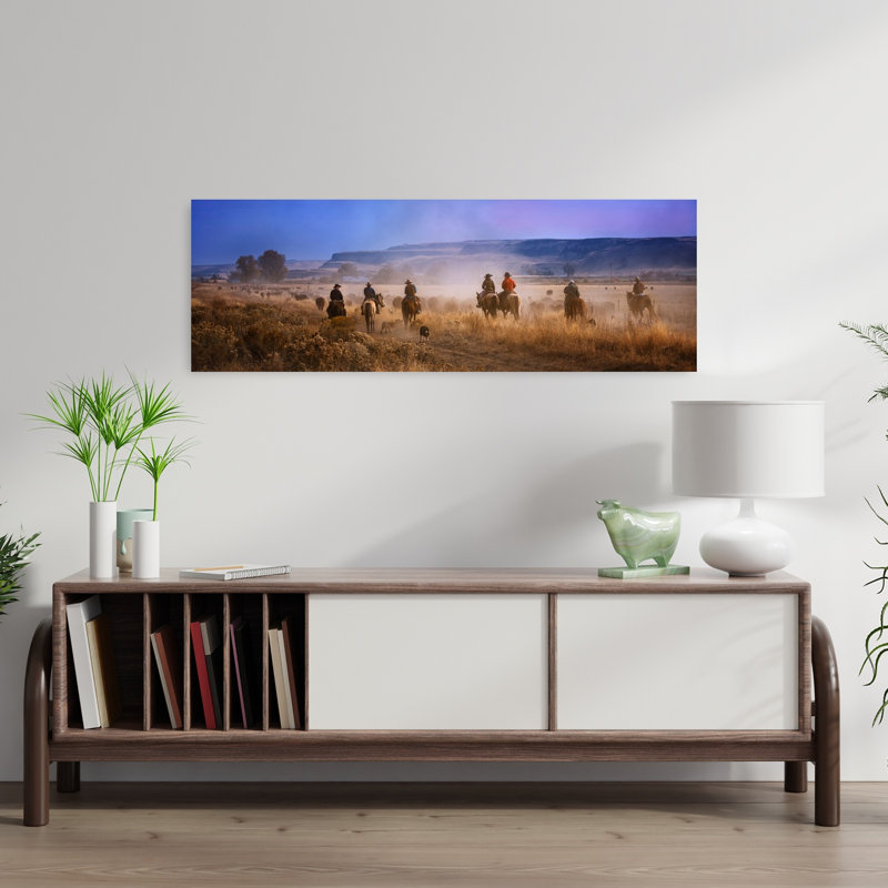 Western Cattle Drive by Anna Zhang - Wrapped Canvas Panoramic Print, 91.44 cm H x 30.48 cm W