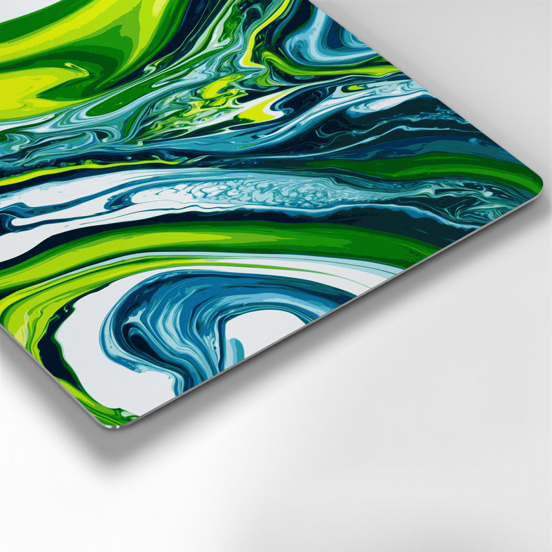 Abstrait art fluide en métal vert 42, H 16 po x l 20 po