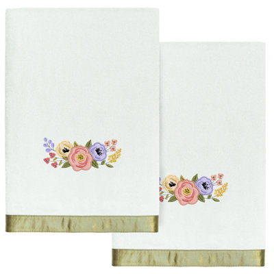 VERANO 2PC Embellished Bath Towel Set Midweight Bath Towel