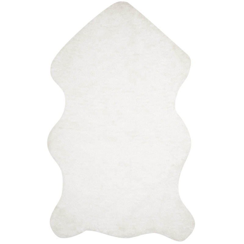 Tapis ivoire en polyester à poils longs Godigle, Rectangle 4 pi x 6 pi