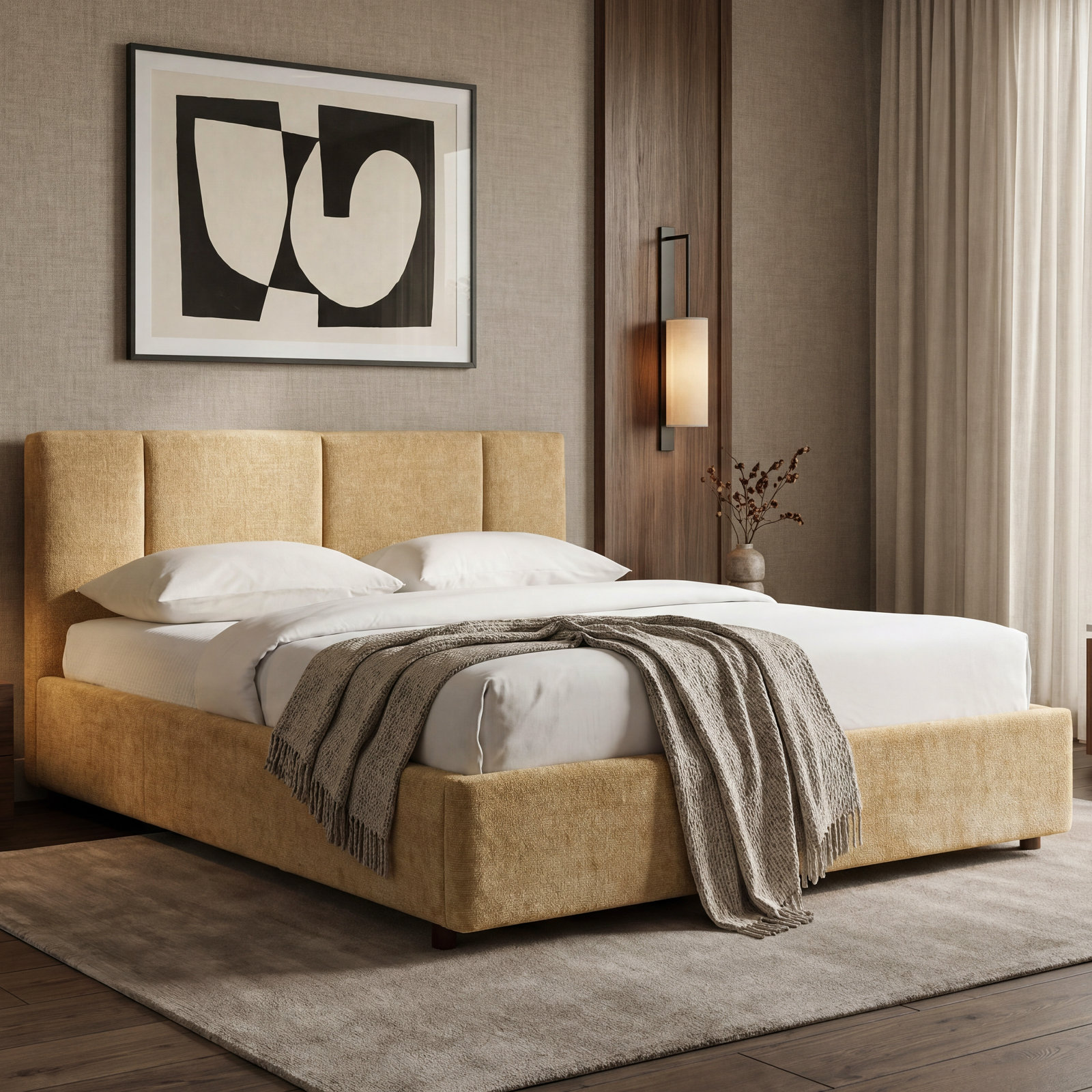 Ruthie Upholstered Bed, Queen, Sand