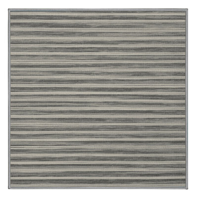 Washable Fog Gray White Striped Area Rug