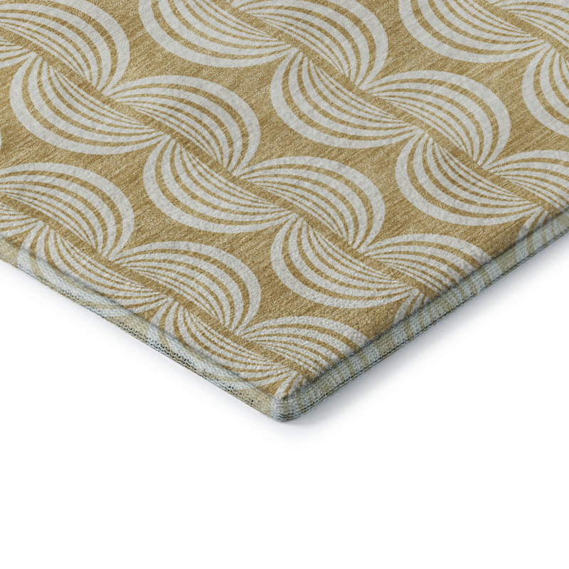 Premium Machine Washable Corum AMF1055 Swirls Rug, Rectangle 3' x 5'