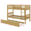 Lit superposé simple en bois d'hévéa avec lit gigogne escamotable transformable en deux lits séparés-117529644