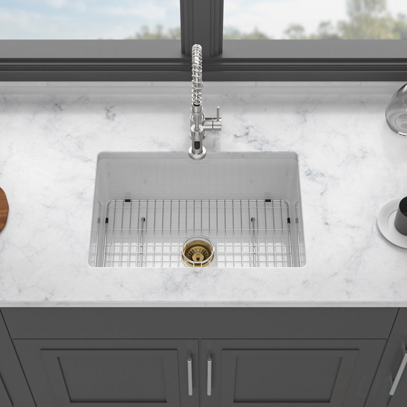 30x18 Inch Undermount Single Bowl Fireclay Kitchen Sink with High-Gloss Glaze for Easy Cleaning and Durability