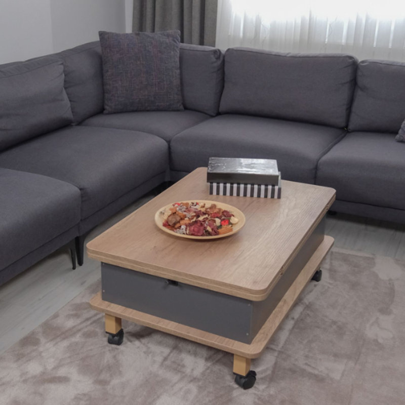 Table basse à roulettes avec rangement Lift-Top, Anthracite d'Alaska