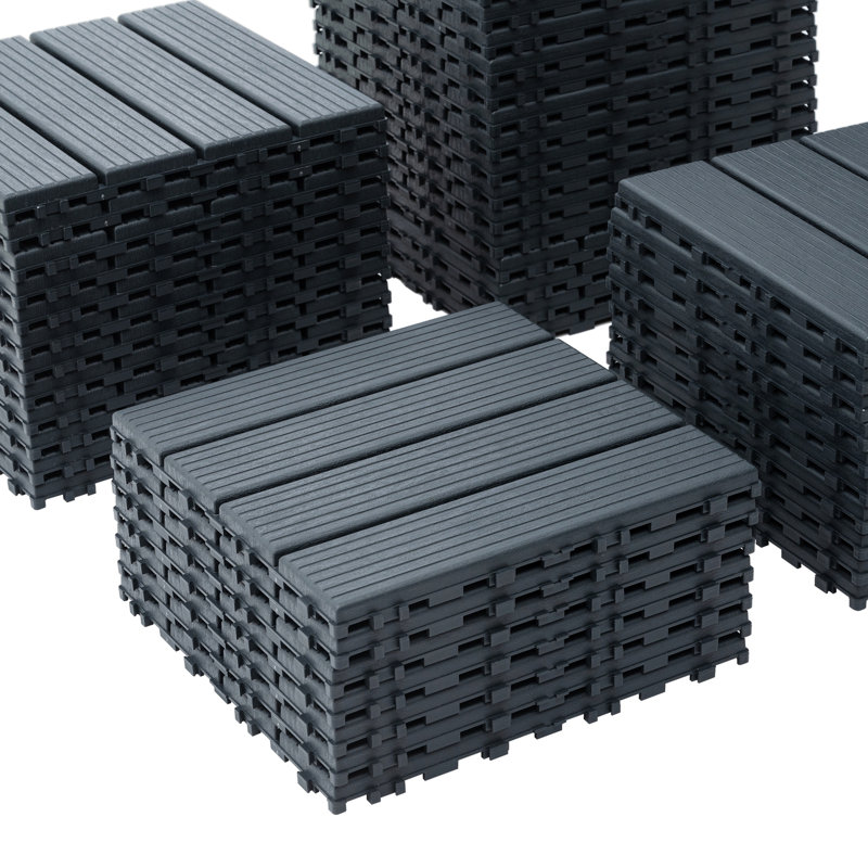 Carreaux de terrasse en plastique emboîtables, Gris foncé