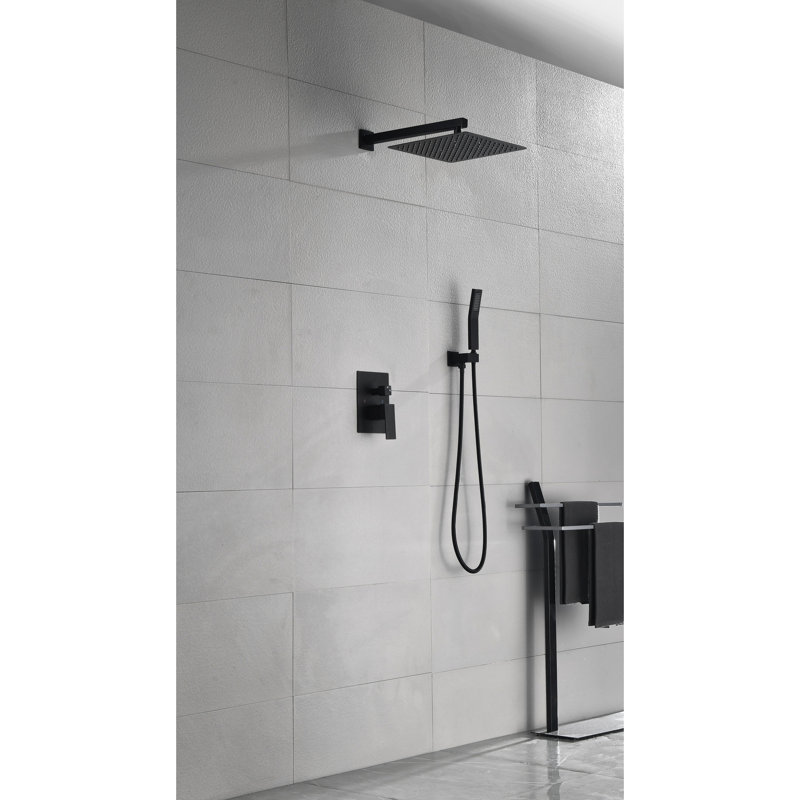 Pomme de douche à pluie de 12 po fixée au mur - réplique de pluie naturelle, écoulement autonettoyant et rouille - Simulation de finition laiton, rouille forte -