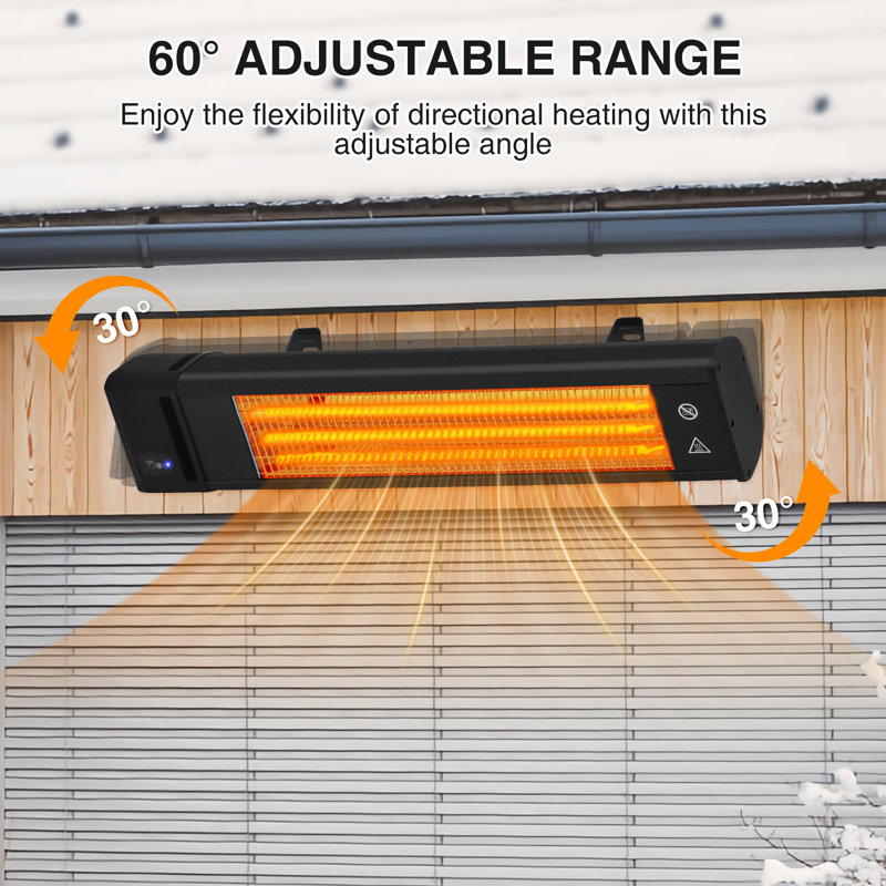 Chauffe-terrasse électrique mural intérieur / extérieur 1500 watts à infrarouge avec télécommande