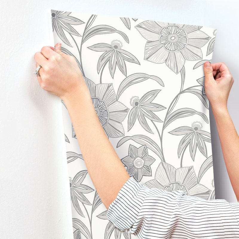Exhale Light Gray Woven Faux Grasscloth Wallpaper, Gray