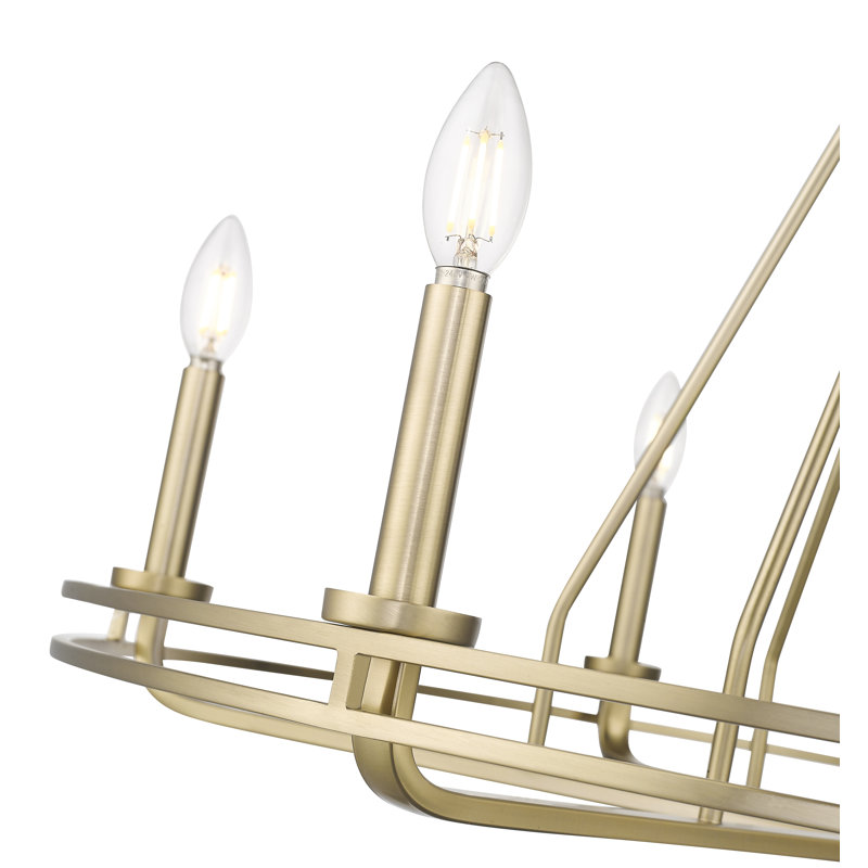 Lustre à 5 lumières de 26,5 po de large Jody - noir mat, Laiton rétro, 6