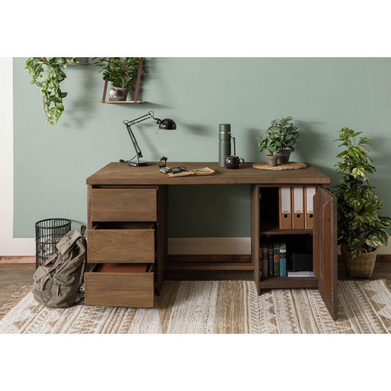 Mango Partition Desk, Brown/Sandblasted