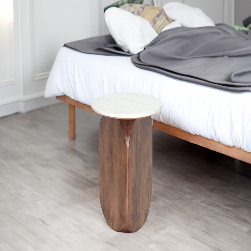 Table d'appoint Asbah, noyer / blanc