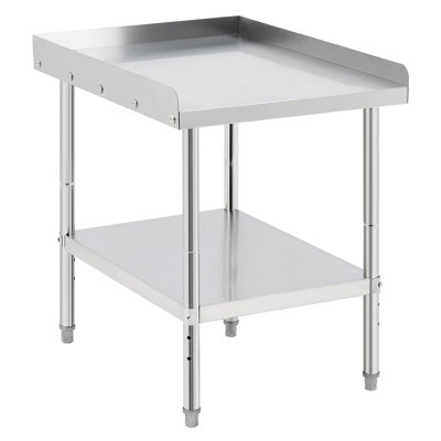 NSF Certified 2-Tier Stainless Steel Equipment Stand – Heavy Duty Prep Table with Adjustable Legs, Removable 2" Edge Baffle, Storage Shelf – Commercial Workstation, 24x30x30 Inch