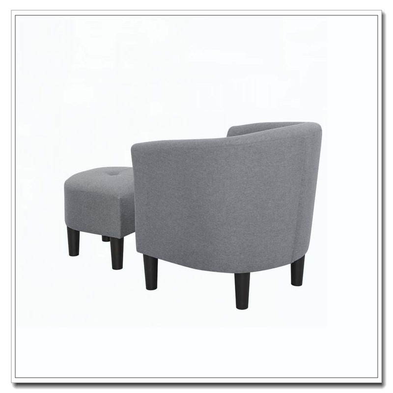 25.5" Wide Polyester Barrel Chair and Ottoman