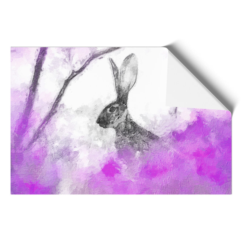 The Alert Hare in Pink - Frameless Print, 59cm H x 42cm W x 0.1cm D