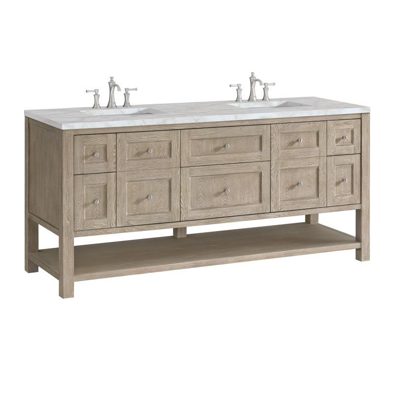Breckenridge 72'' W Double Vanity, Whitewashed Oak, Victorian Silver, 8" Widespread