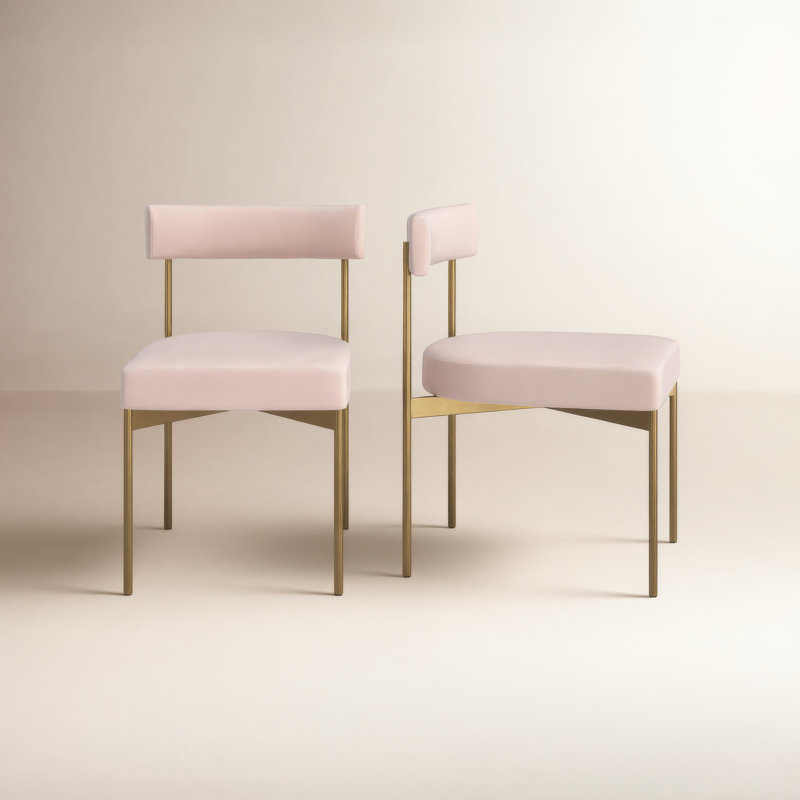 Seneca Upholstered Dining Chair, Navy Blue, Antique Brass