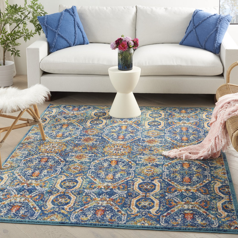 Tapis oriental bleu Lakenya, Rectangle 4 pi x 6 pi