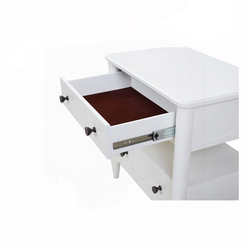 Table de chevet avec 2 tiroirs, Blanc