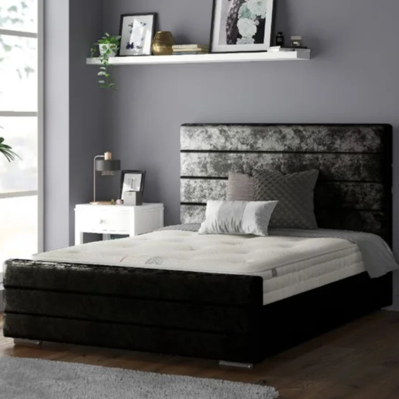 Desmarie Upholstered Bed, Black, Kingsize (5')