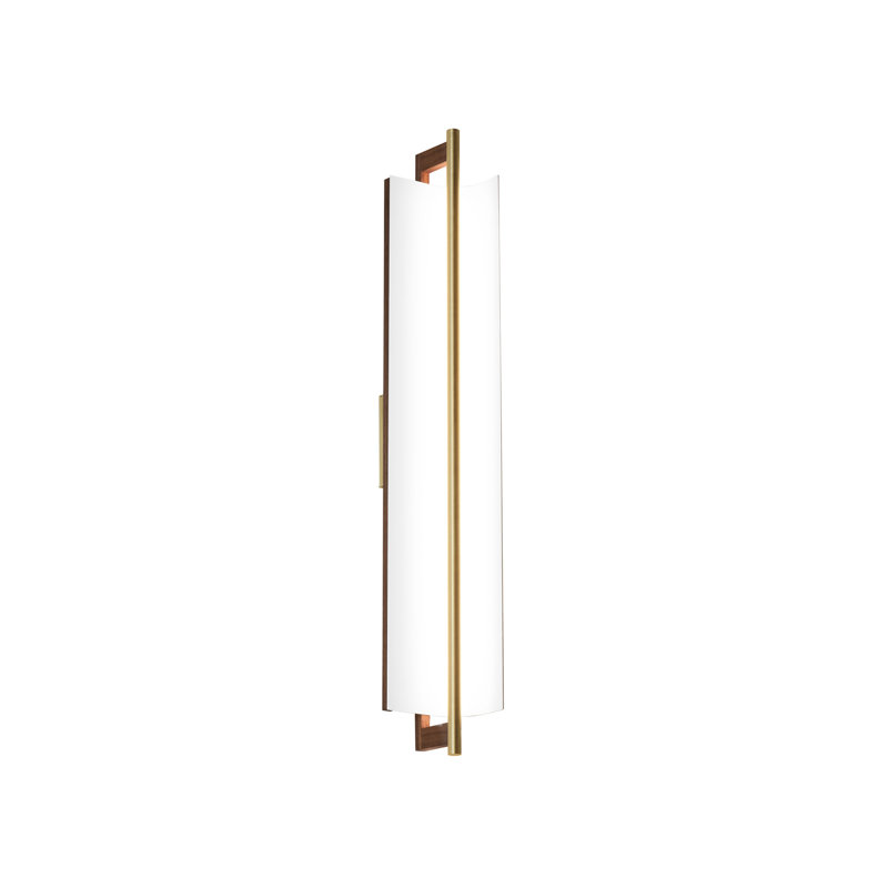 Allavo 31" Dimmable LED Bath Sconce, Brushed Aluminum/Walnut, Textured White, 3500K - 277V AC