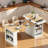 Kitchen Island With Extendable Dining Table, Double-sided Storage, 2 Drawers, Power Outlet And Side Open Shelves