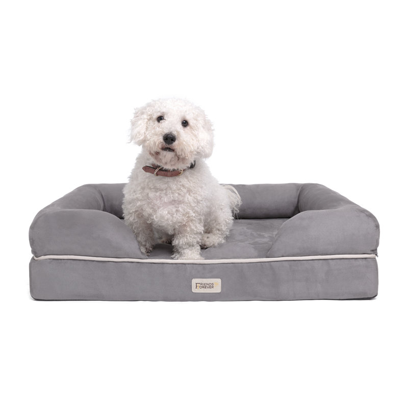 Canapé pour animal de compagnie Chester avec traversin en mousse à mémoire de forme, Étain