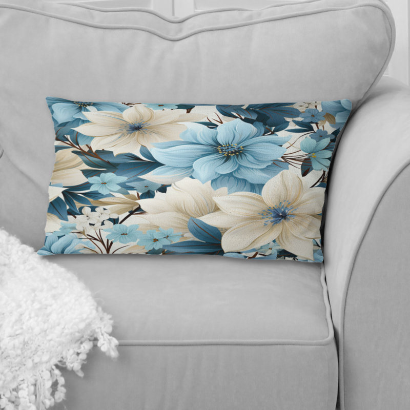 Blue Coastal Harmony - motif floral II - coussin à imprimé floral