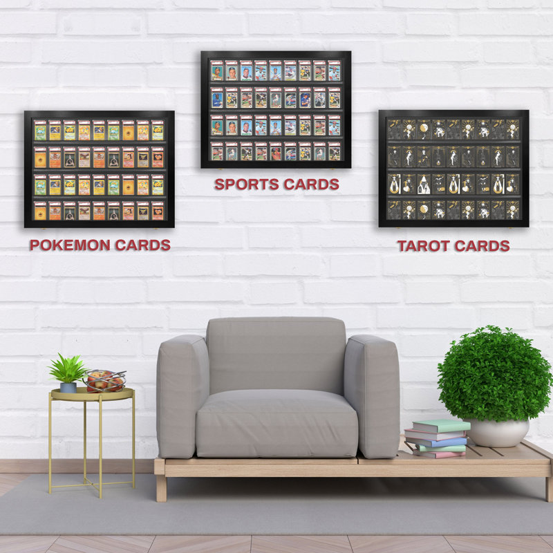 PENNZONI Sports Card Display Case, Holds 36 PSA Graded Sports & Playing Cards, Black