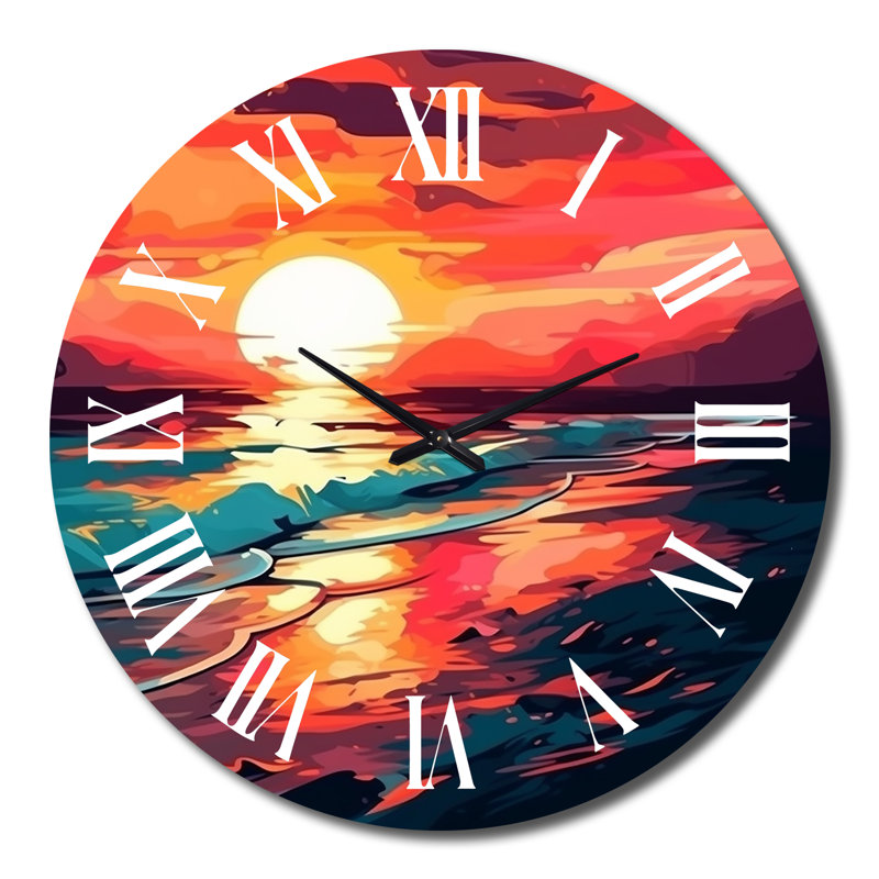 Horloge murale Sunset On The Beach, Très grand