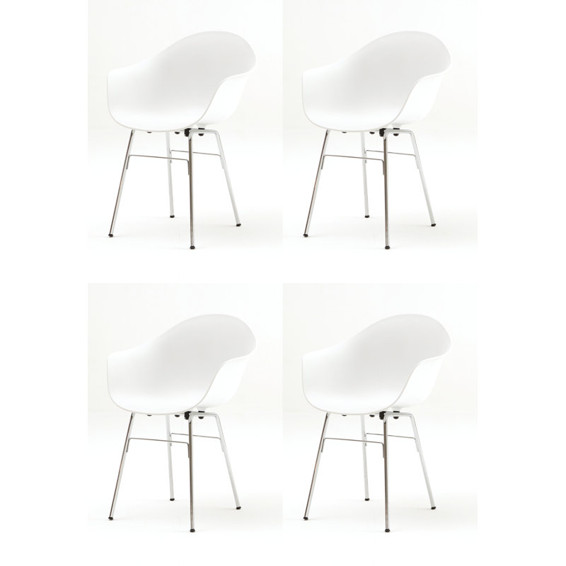 Fauteuil TA (ensemble de 4), Blanc / Chrome