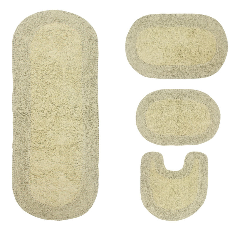 Tapis de bain 100% coton Traci (ensemble de 4), Sauge