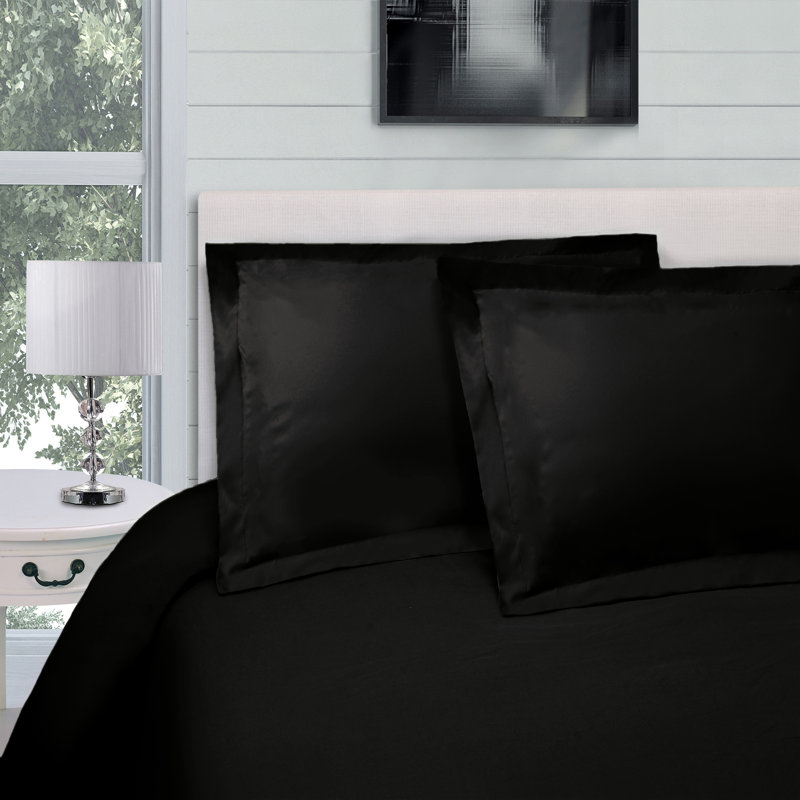 100% Cotton 300 TC Modern and Contemporary 3 Piece Duvet Cover Set, Black, Twin Duvet Cover + 1 Standard Pillowcase