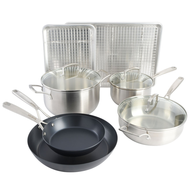 Babish 12-Piece Non-Stick Stainless Steel Cookware Set
