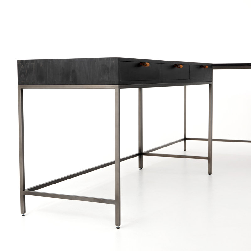 Trey Solid Wood Writing Desk, Black Wash Poplar