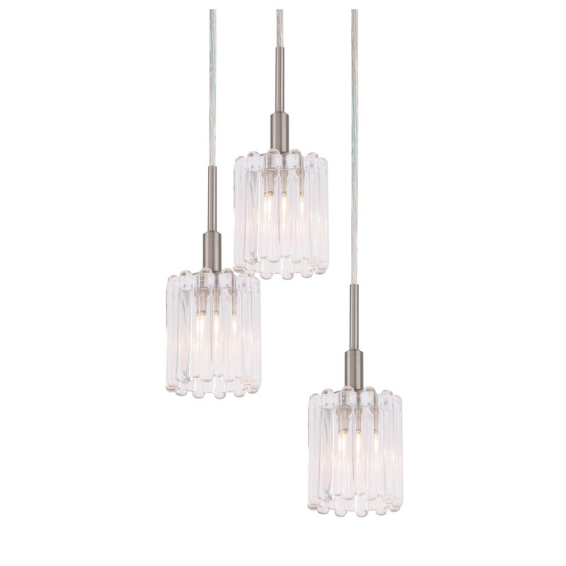 Suspension cylindrique en grappe 3 lumières Rosendahl, Halogène, Nickel satiné / bronze