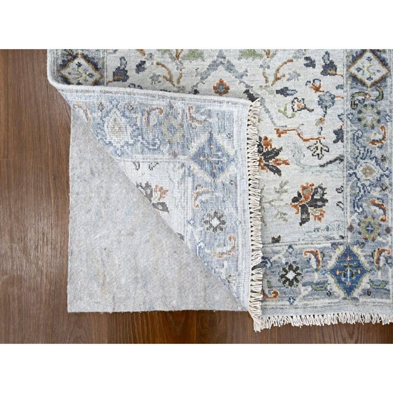 Tapis de couloir gris en laine noué à la main 2 pi 8 po x 23 pi 10 po Oushak
